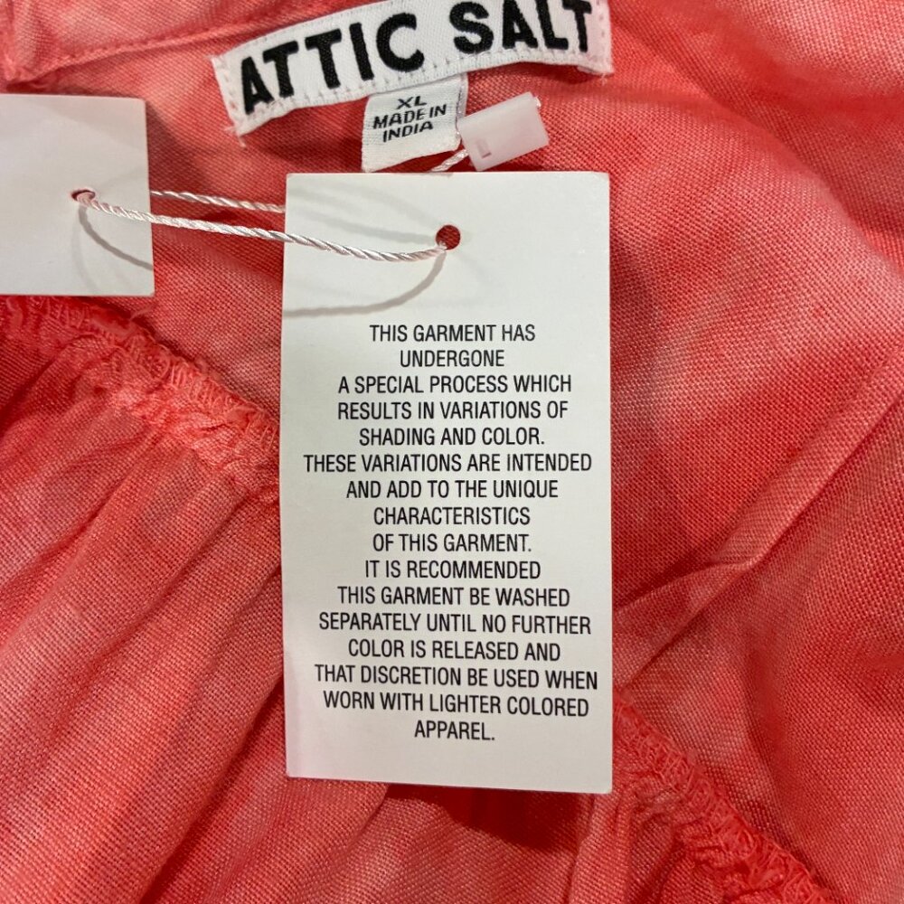 ATTIC SALT Strappy Tie Dye V-Neck Bow Tie Empire Mini Sundress Orange/White XL - Picture 10 of 11